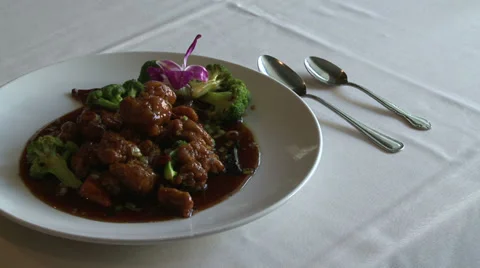 Beef and broccoli dish Stock Footage 32040766