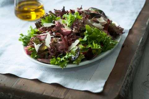 Beef and mixed leaf salad Stock Photos