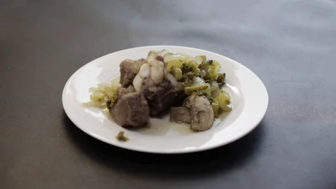Beef and mushroom stew Stock Footage 121120651