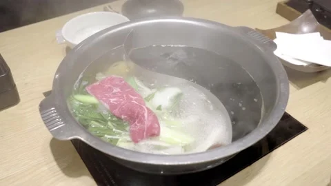 Beef and vegetable shabu shabu and hot pot Stock Footage 133119720