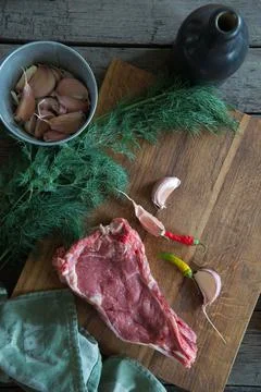 Beef back garlic pepper dill Stock Photos