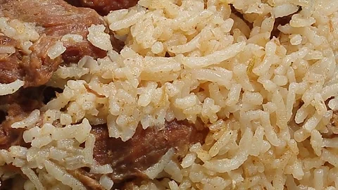 Beef biryani tehari cooked with mustered oil Bengali delicacy Stock Footage 254137626