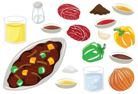 Beef Black Pepper Illustration Stock Illustration