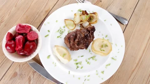 Beef bourguignon in wine with artichoke Stock Footage