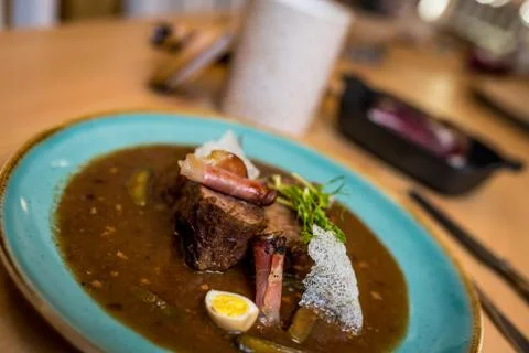 Beef Brisket with bacon Stock Photos