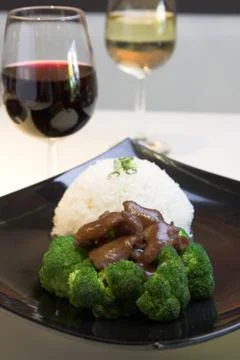 Beef broccoli with rice Stock Photos