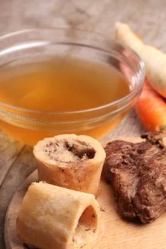 Beef broth and vegetables Stock Photos