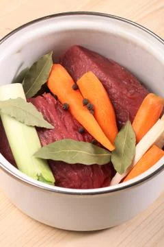 Beef broth preparation Stock Photos