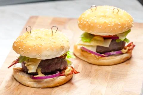 Beef burger with cheese Stock Photos