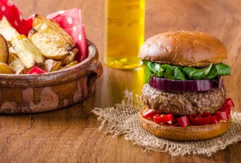 Beef burger with chilli Stock Photos