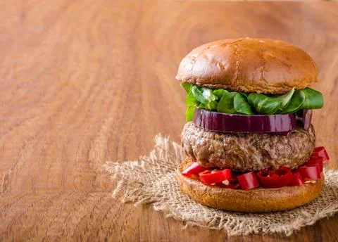 Beef burger with chilli 스톡 사진