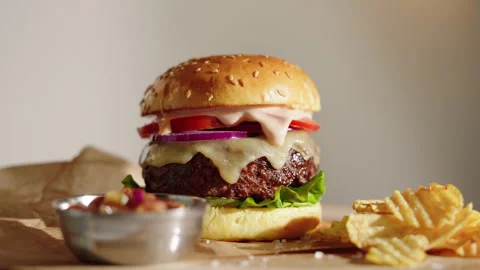 Beef Burger Stock Footage 254585529