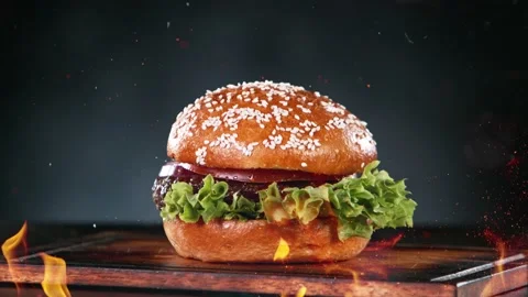 Beef Burger Ingredients Falling Stock Footage 153171622