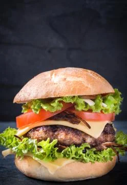 Beef burger with onion Stock Photos