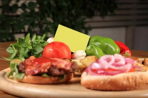 Beef burger on a plate Stock Photos