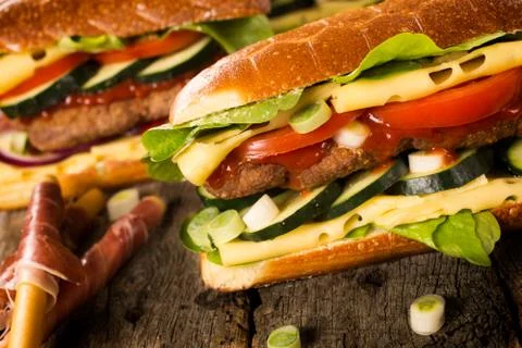 Beef burger sandwich Stock Photos