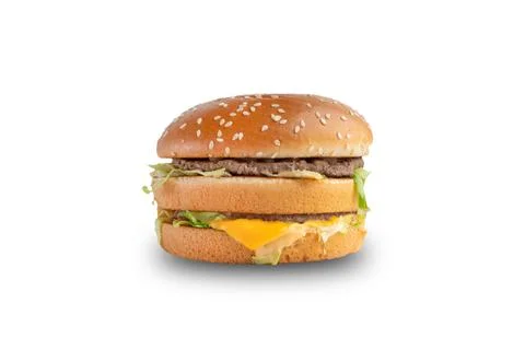 Beef cheese burger isolated on white background Stock Photos
