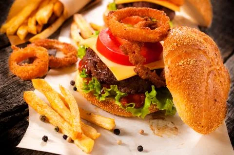 Beef cheeseburger Stock Photos