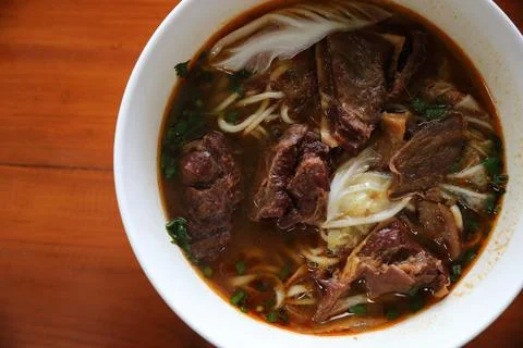 Beef Chinese noodle soup Stock Photos