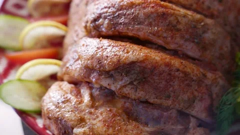 Beef chuck cut on slices with spices Stock Footage 166278809