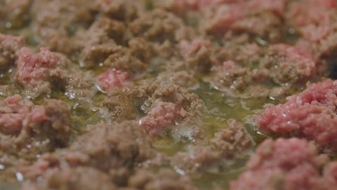 Beef Cooking in Oil Stock Footage 91224328