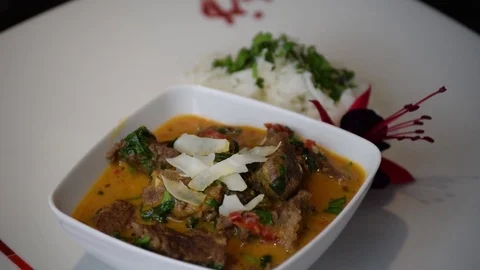 Beef curry thai dinner lunch Stock Footage 93646280