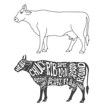 Beef cuts diagram Stock Illustration