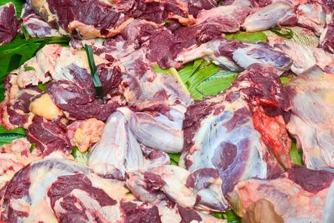 Beef cuts for Eid al-Adha charity for Muslims Stock Photos