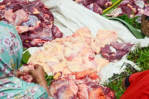 Beef cuts for Eid al-Adha charity for Muslims Stock Photos