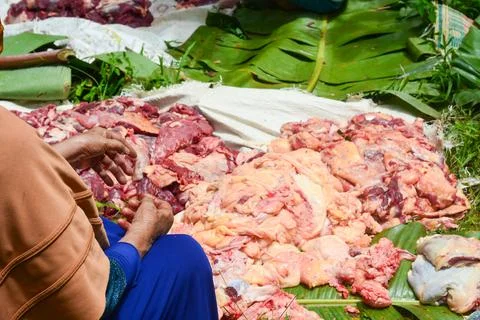 Beef cuts for Eid al-Adha charity for Muslims Stock Photos