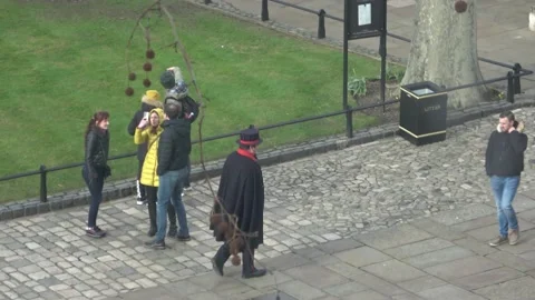 A Beef Eater in Tower of London Stock Footage 145662077