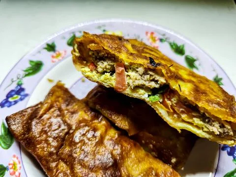 Beef egg martabak Stock Photos