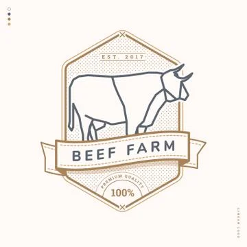 Beef farm linear logo Stock Illustration