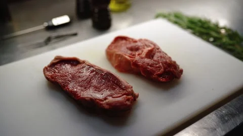 Beef fillet on the Cut Board Stock Footage 145855295