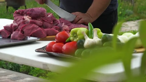Beef fillet on the Cut Board, preparing Meat. Stock Footage 198925650
