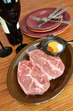 Beef Flat Iron Steak Red Wine Stock Photos