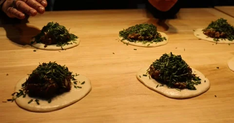 Beef Flatbreads Pano Stock Footage 263036356