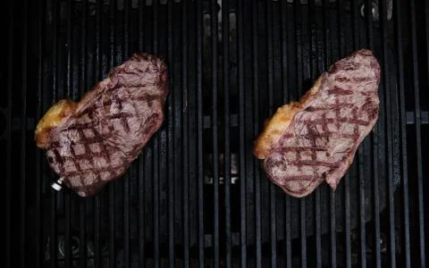 Beef at a gas grill Stock Photos