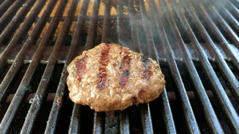 Beef hamburger grilling Stock Footage 161839933