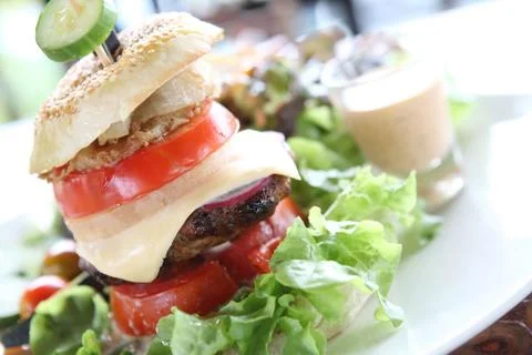 Beef hamburger Stock Photos