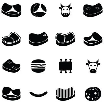 Beef icon set Stock Illustration