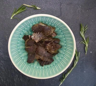 Beef jerky in a bowl Stock Photos
