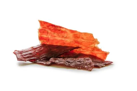Beef jerky isolated on a white studio background Fotos Stock