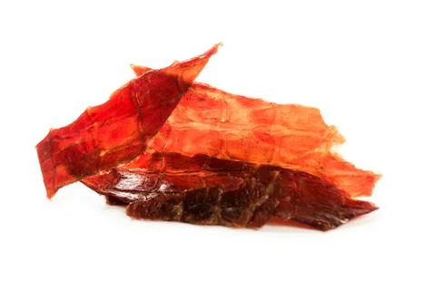 Beef jerky isolated on a white studio background Stock Photos