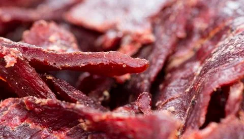 Beef jerky (macro shot) Stock Photos