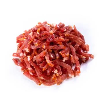 Beef jerky meat on white background 库存照片