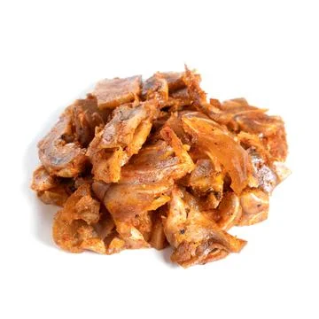 Beef jerky meat on white background Stock Photos