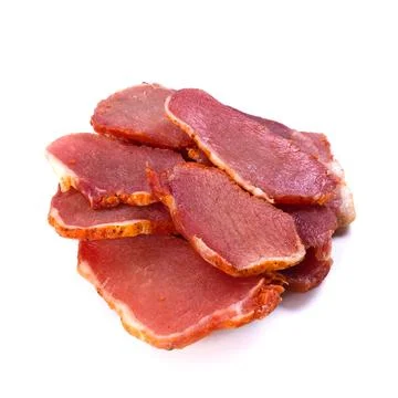 Beef jerky meat on white background Stock Photos