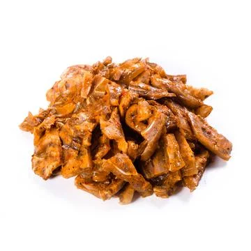 Beef jerky meat on white background Stock Photos