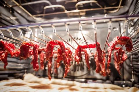 Beef jerky in process of preparing Stock Photos